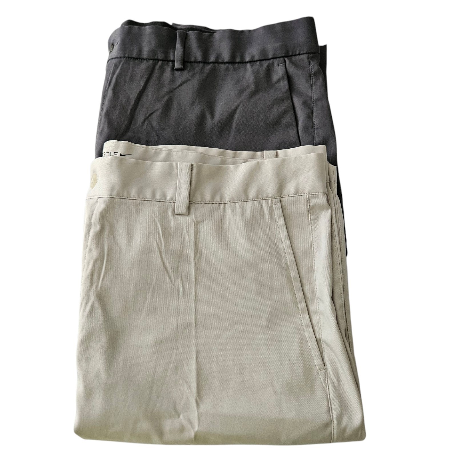 2 Nike Golf Tour Performance Dri-Fit Men Shorts 36 Grey Beige Pocket Golf Preppy
